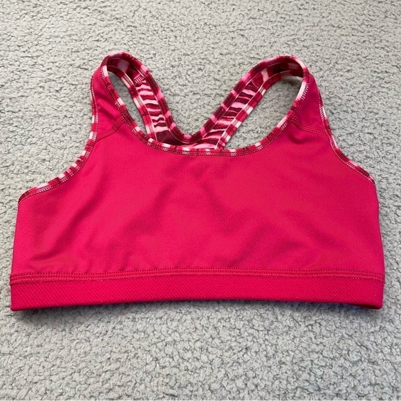 Nike Pro Sports Bra Small Classic Tiger Pink Front  Logo Stretchy  Gym Workout - Picture 5 of 11